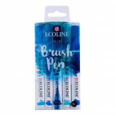 Pisaki pędzelkowe Ecoline Brush Pen Blue 5 kolorów Royal Talens 11509905