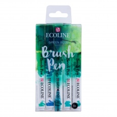 Pisaki pędzelkowe Ecoline Brush Pen Green Blue 5 kolorów Royal Talens 11509909