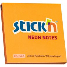Karteczki samoprzylepne neonowe pomarańczowe 76x76 mm Stick'n Hopax 21164