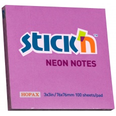 Karteczki samoprzylepne fioletowe neonowe 76x76 mm stick'n Hopax 21210