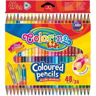 Kredki ołówkowe dwukolorowe trójkątne Colorino Kids 24/48 kolorów, Patio 51705PTR