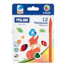 Kredki świecowe Plastipastel trójkątne 12 kolorów Milan 022T12